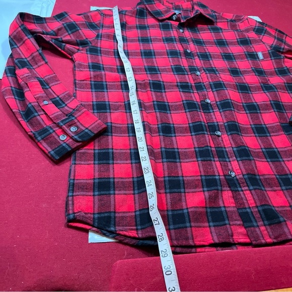 Eddie Bauer FLANNEL SHIRT RED BLACK Green Wide Plaid L/S Button checkered Cotton - Picture 3 of 12